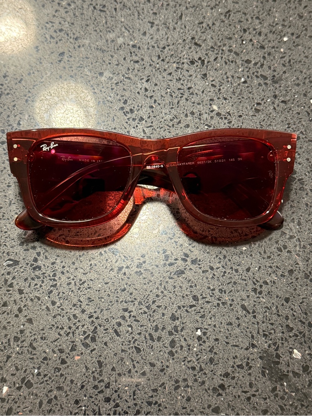 Ray-Ban Transparent Red Square Sunglasses